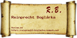 Reinprecht Boglárka névjegykártya